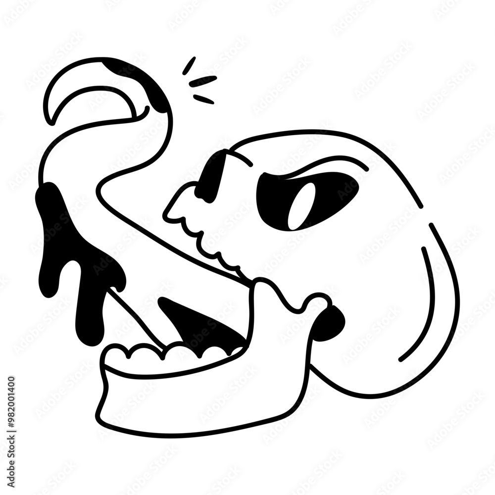 Spooky monster skull doodle icon Spooky monster skull doodle icon