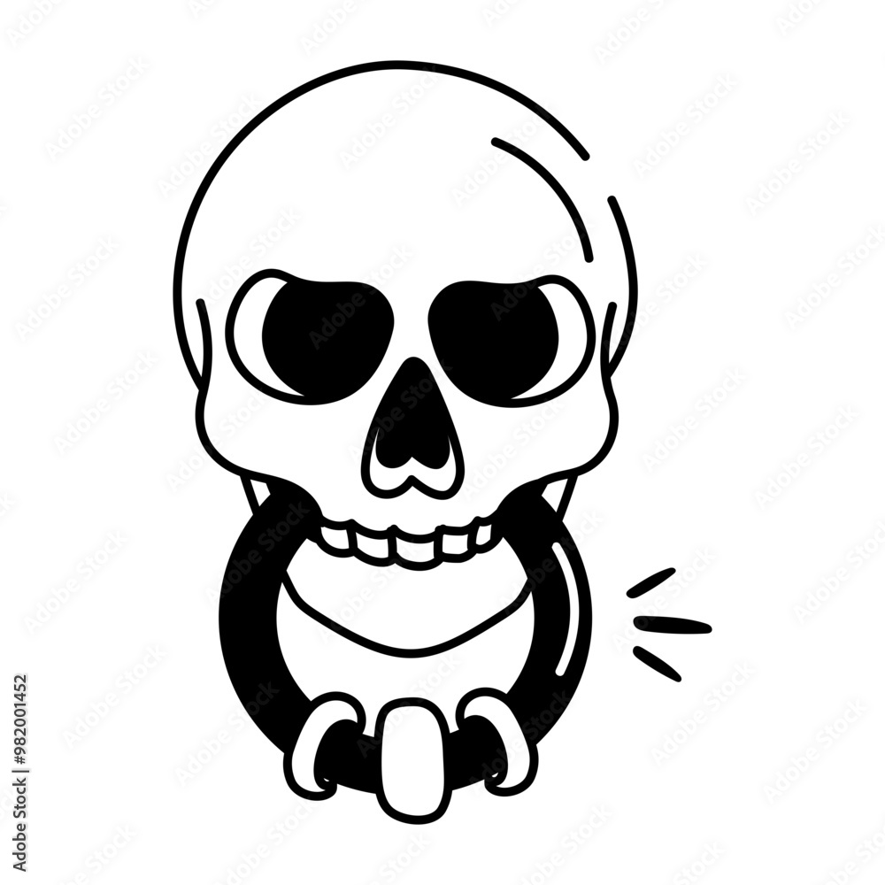 Sketchy style icon of skull doorbell Sketchy style icon of skull doorbell