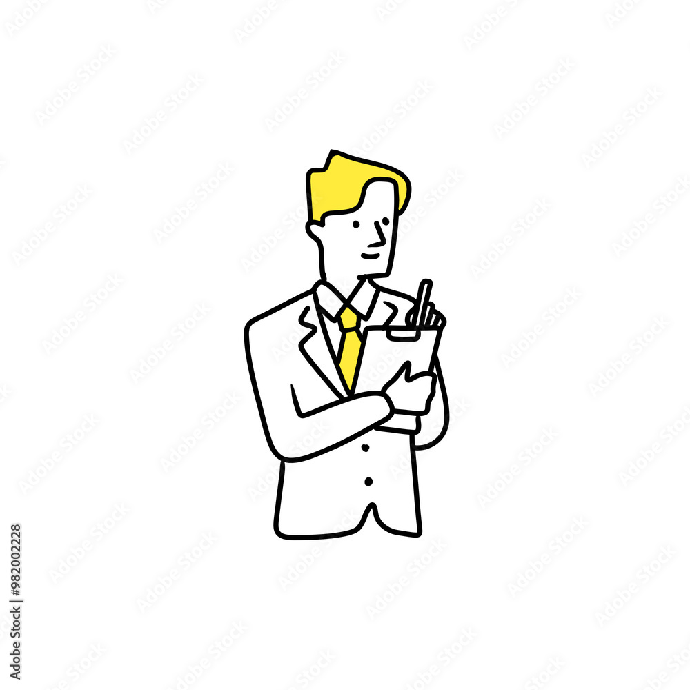 illustration of an office worker taking notes illustration of an office worker taking notes