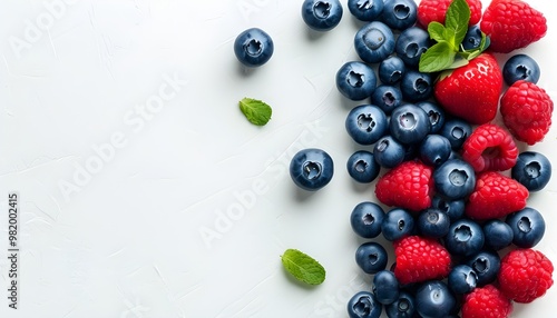 Fresh and Vibrant Blueberry Display on Clean White Background Perfect for Healthy Eating Themes