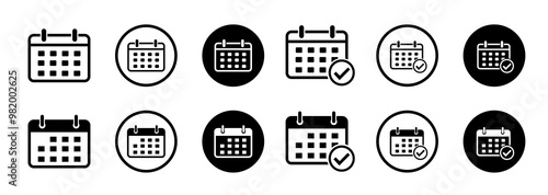 Calendar vector icons. Calendar icon set. Calender symbol. Calendar planner icon collection.