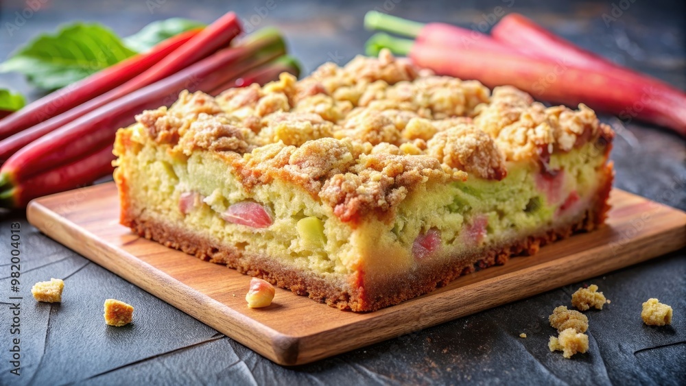 Tasty and fresh rhubarb butter cake with crumble and glaze , rhubarb, butter cake, crumble, glaze, dessert, sweet Tasty and fresh rhubarb butter cake with crumble and glaze , rhubarb, butter cake, crumble, glaze, dessert, sweet