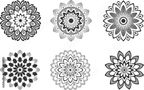 Simple rose mandala design silhouette vector style with white background