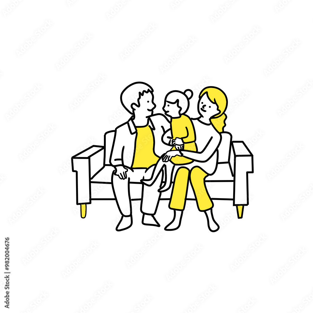 illustration of a family sitting on the sofa illustration of a family sitting on the sofa