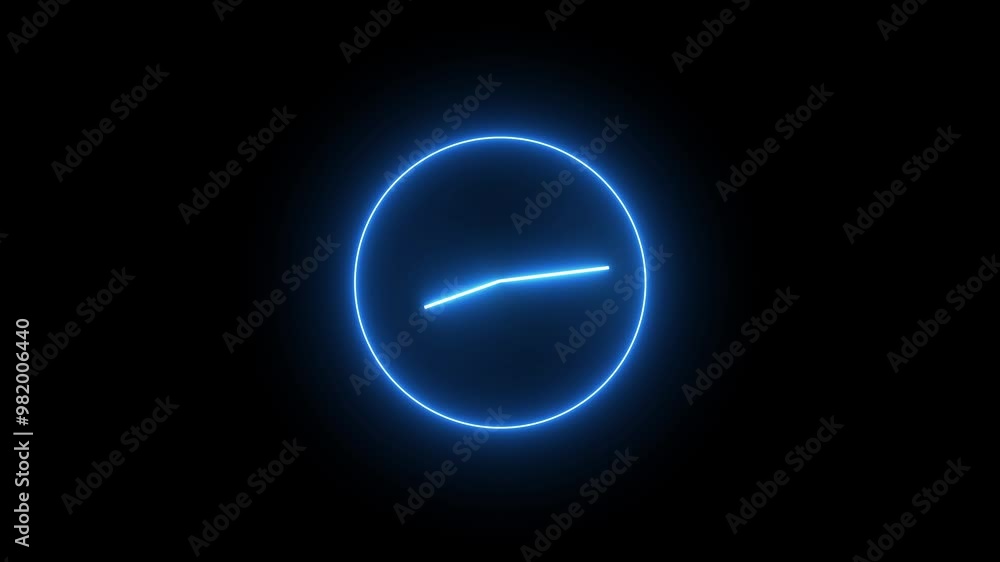 Analog glowing clock animation , 12 hour loop. neon clock , Counting down clock isolated animated. Royal blue circle digital and analog clock neon looped black background 4k video. Analog glowing clock animation , 12 hour loop. neon clock , Counting down clock isolated animated. Royal blue circle digital and analog clock neon looped black background 4k video.