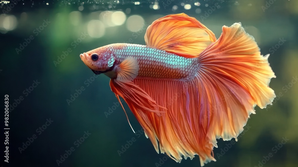 A Colorful Betta Fish Swimming in an Aquarium A Colorful Betta Fish Swimming in an Aquarium