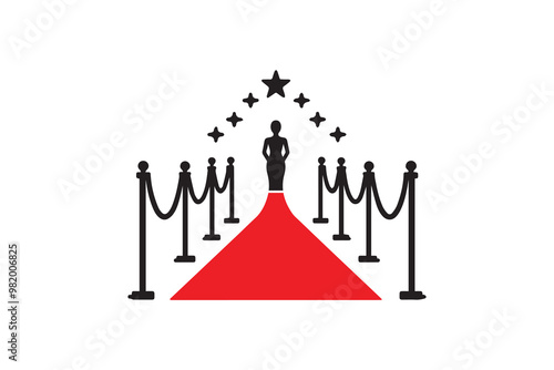 red carpet entrance clipart vector silhouette isolated in white background