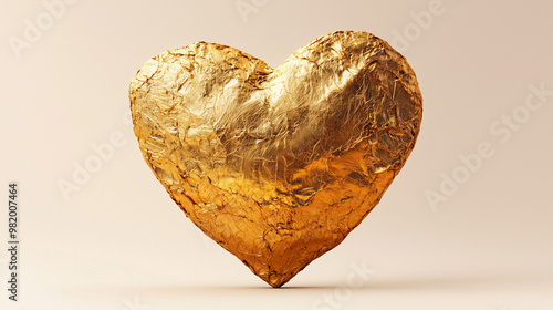 Heart made of gold, isolate...