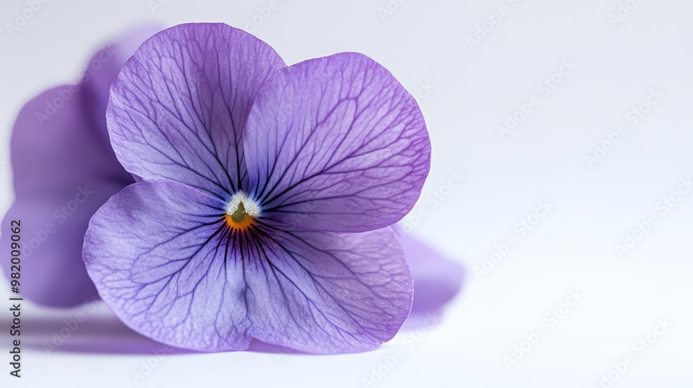 Intricate violet in full bloom, macro shot, soft green background, deep purple petals, on solid white background, single object Intricate violet in full bloom, macro shot, soft green background, deep purple petals, on solid white background, single object