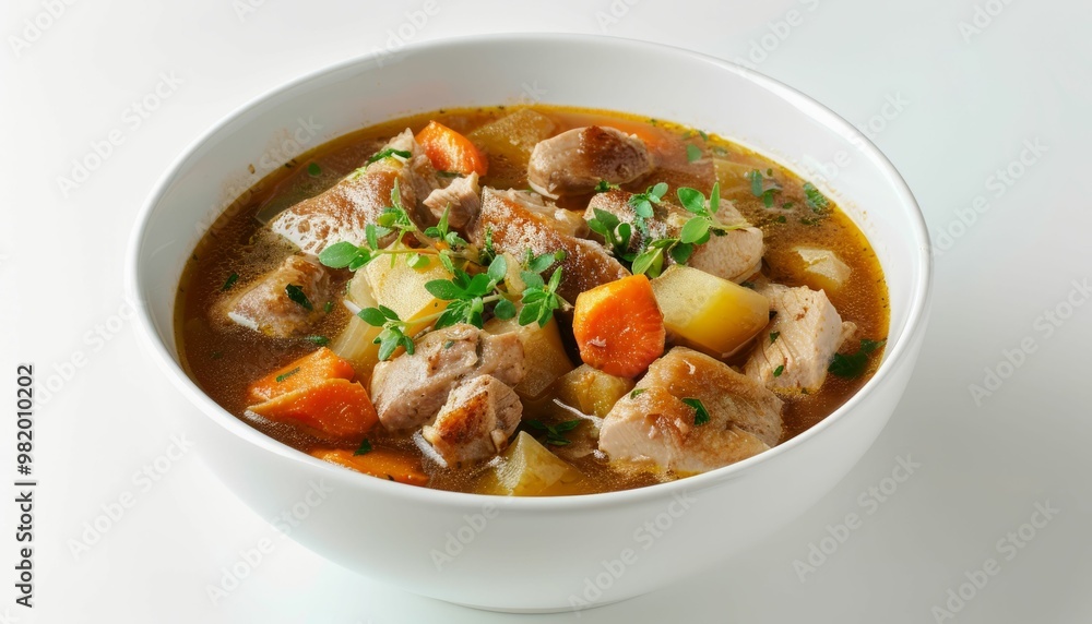 Hearty and Delicious Pork Stew with Vegetables in a Bowl Hearty and Delicious Pork Stew with Vegetables in a Bowl