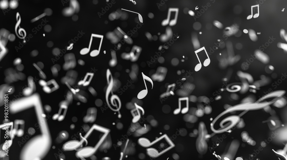 Dynamic Music Notes Floating in Air Dynamic Music Notes Floating in Air