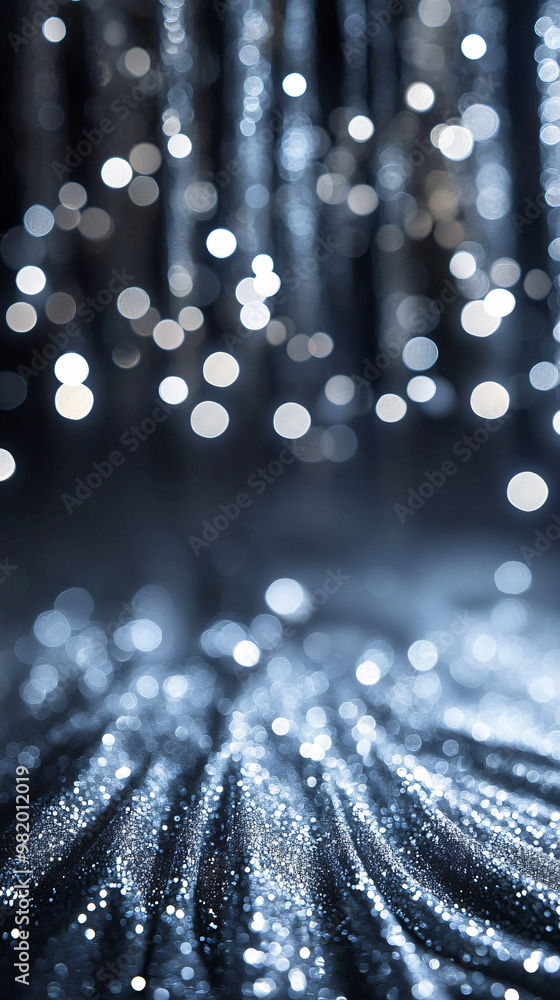 Fototapeta premium Ethereal Bokeh Lights on Shimmering Fabric Sophisticated Backdrop Elegant Silver Texture Background