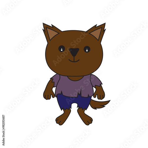 Cute cartoon illustration of a werewolf