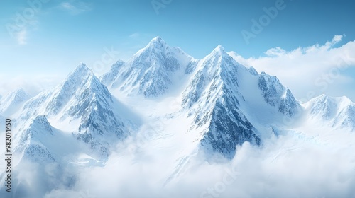 Wallpaper Mural Beautiful snow-covered mountains against the blue sky. Panoramic view of a winter landscape in the highlands Torontodigital.ca