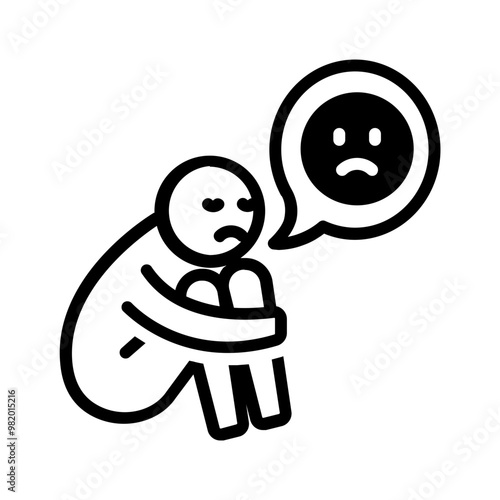 Vector solid black icon for Worried