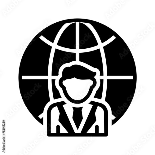 Vector solid black icon for Global leadership