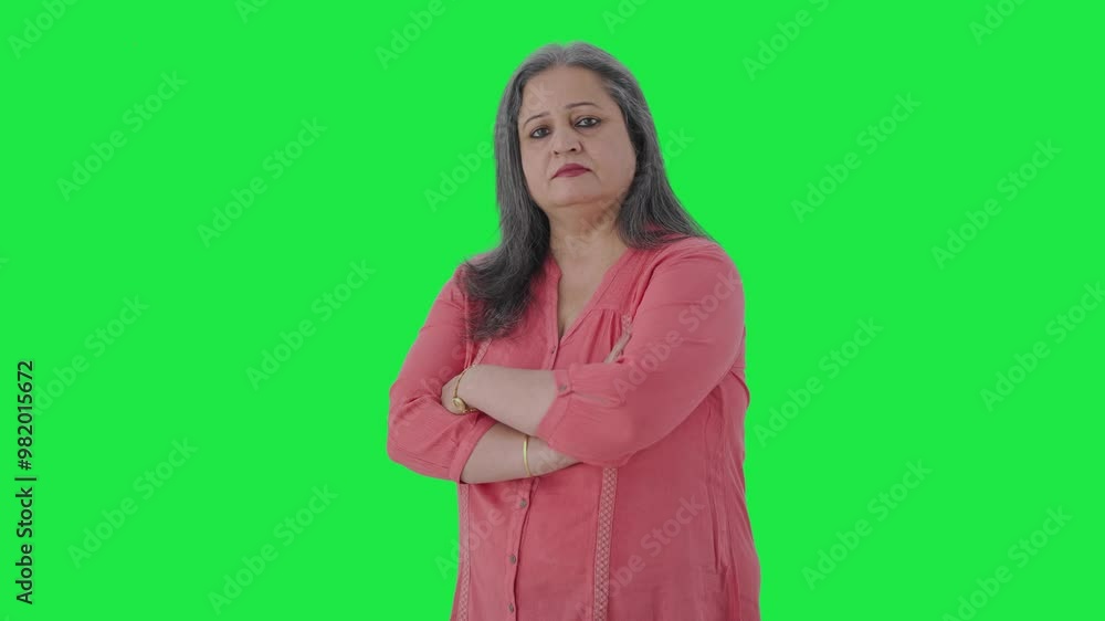 Portrait of Confident Indian journalist standing crossed hands Green screen Portrait of Confident Indian journalist standing crossed hands Green screen