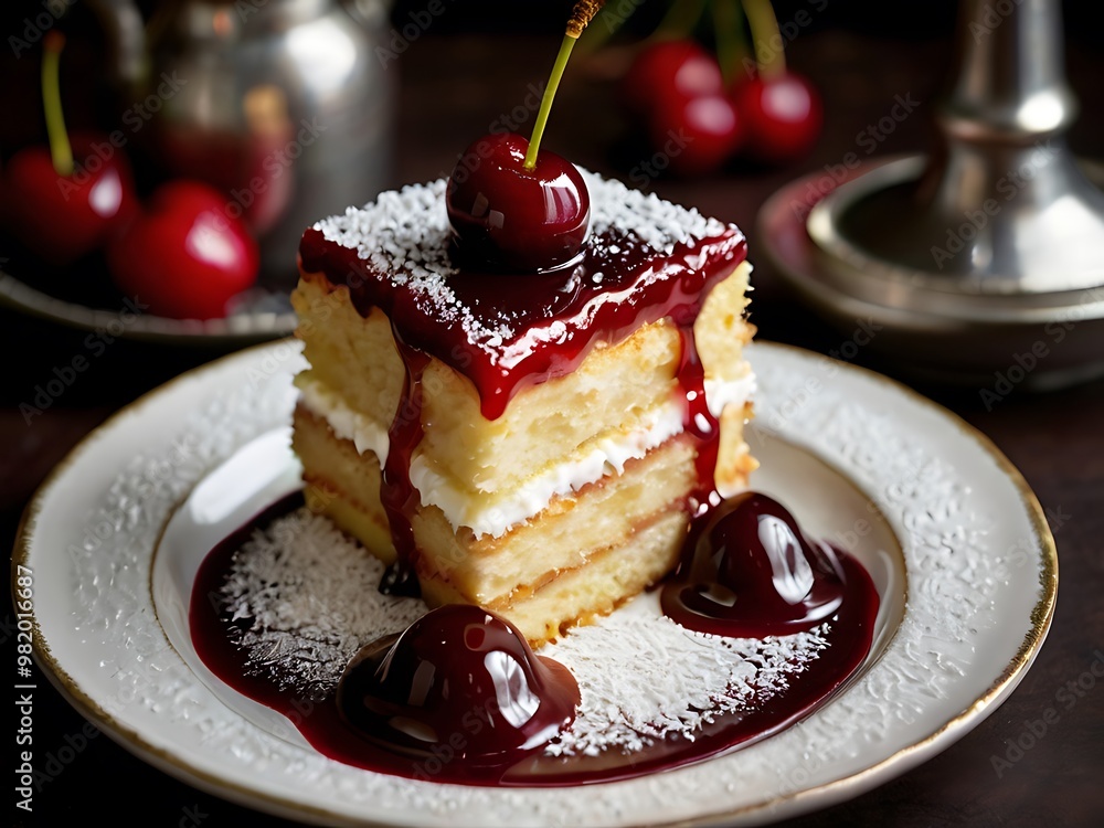 Delicious creamy cake with fruits Delicious creamy cake with fruits