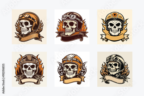 Skull Wearing Helmet: Edgy and Unique Illustration for Bold Designs