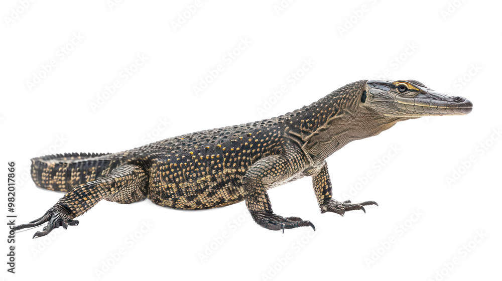 Nile Monitor full body isolate on transparent background Nile Monitor full body isolate on transparent background
