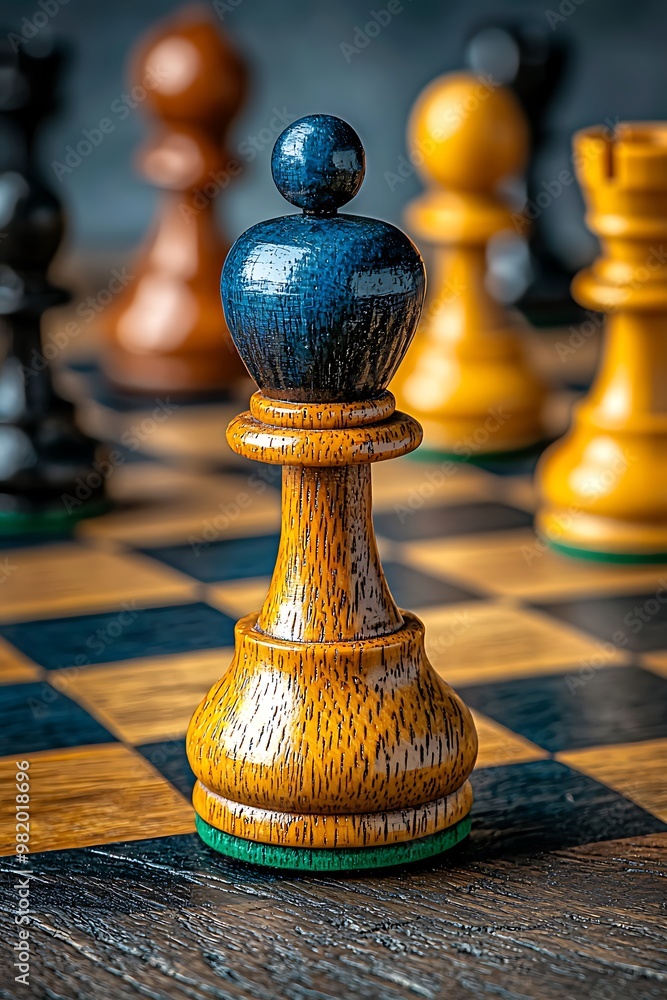 Fototapeta premium Antique wooden chessboard with an isolated background