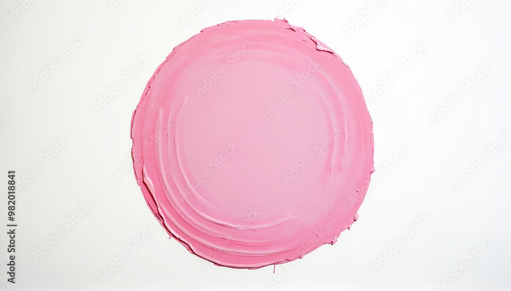pink circle painting with brush strokes on white wall. Generative AI pink circle painting with brush strokes on white wall. Generative AI