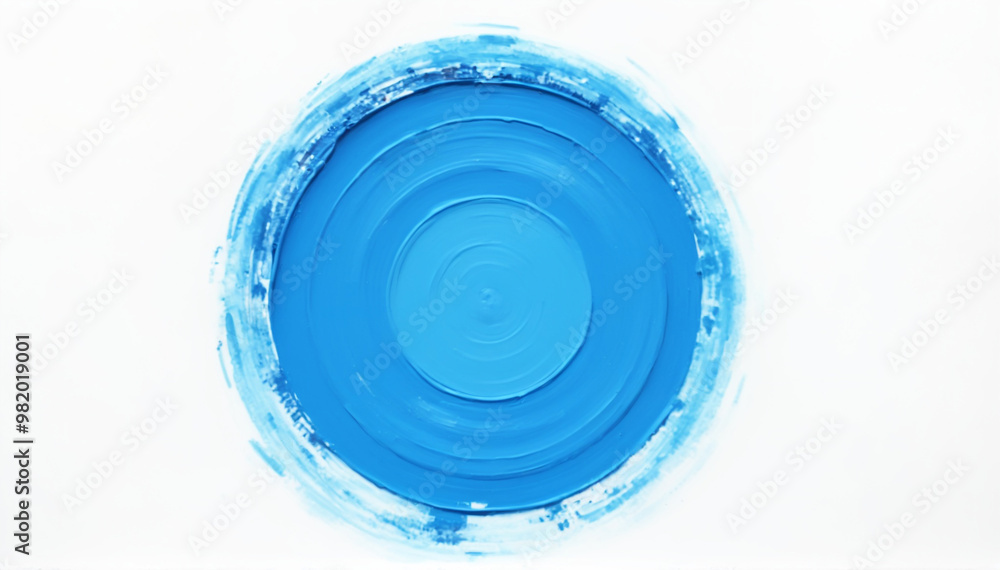 blue circle painting with brush strokes on white wall. Generative AI blue circle painting with brush strokes on white wall. Generative AI