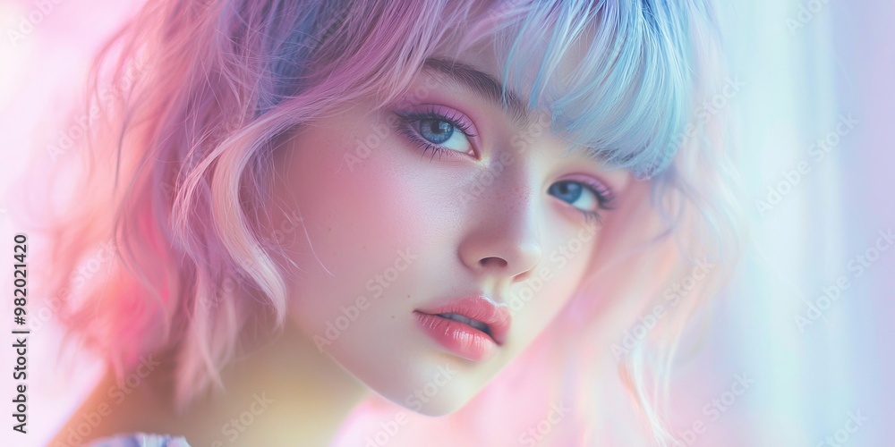 Captivating Pastel Hued Portrait of Alluring Feminine Model Captivating Pastel Hued Portrait of Alluring Feminine Model