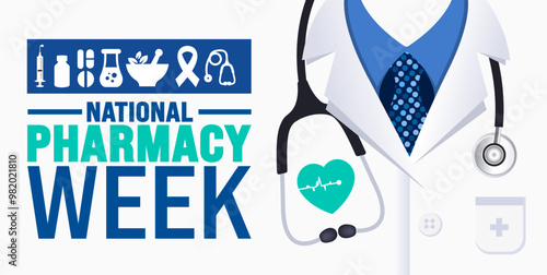 national pharmacy week background or banner design template is observed every year in October. Holiday concept. Template for card, poster, placard, template. eps 10