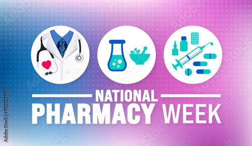national pharmacy week background or banner design template is observed every year in October. Holiday concept. Template for card, poster, placard, template. eps 10
