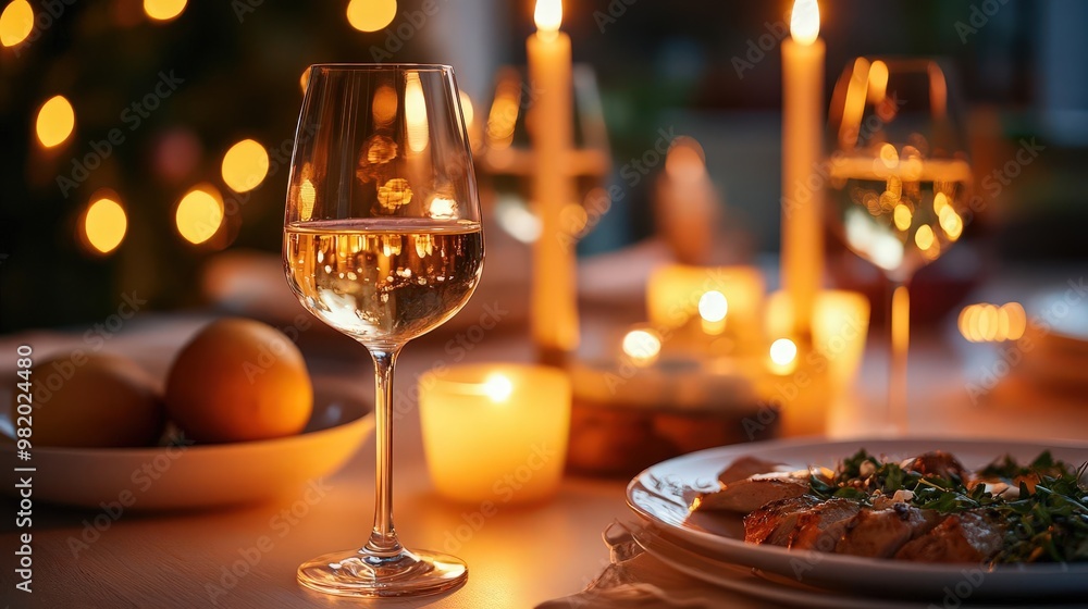 Elegant dinner party with candles, wine glasses, and laughter, warm lighting and chic attire, dinner party, intimate gathering Elegant dinner party with candles, wine glasses, and laughter, warm lighting and chic attire, dinner party, intimate gathering
