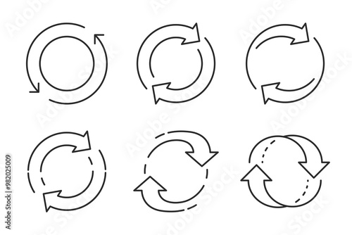 circle arrow set of icons. Currency exchange circle arrow icon. Vector outline Illustration.