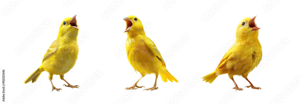 Yellow Canary Collection Singing on Transparent Background Yellow Canary Collection Singing on Transparent Background