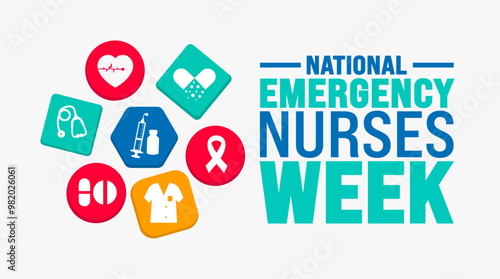 National Emergency Nurses Week background or banner design template is observed every year in October. Holiday concept. Template for card, poster, placard, template. eps 10