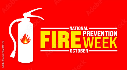 National Fire Prevention Week background or banner design template is observed every year in October. Holiday concept. Template for card, poster, placard, template. eps 10