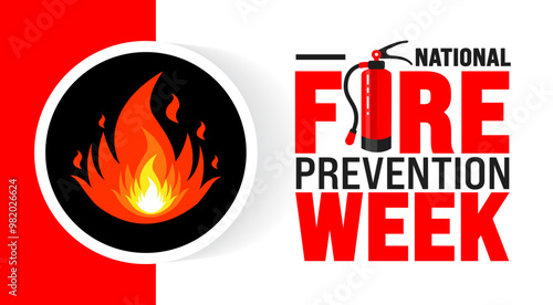 National Fire Prevention Week background or banner design template is observed every year in October. Holiday concept. Template for card, poster, placard, template. eps 10