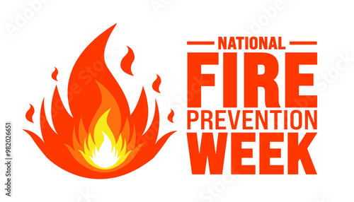 National Fire Prevention Week background or banner design template is observed every year in October. Holiday concept. Template for card, poster, placard, template. eps 10