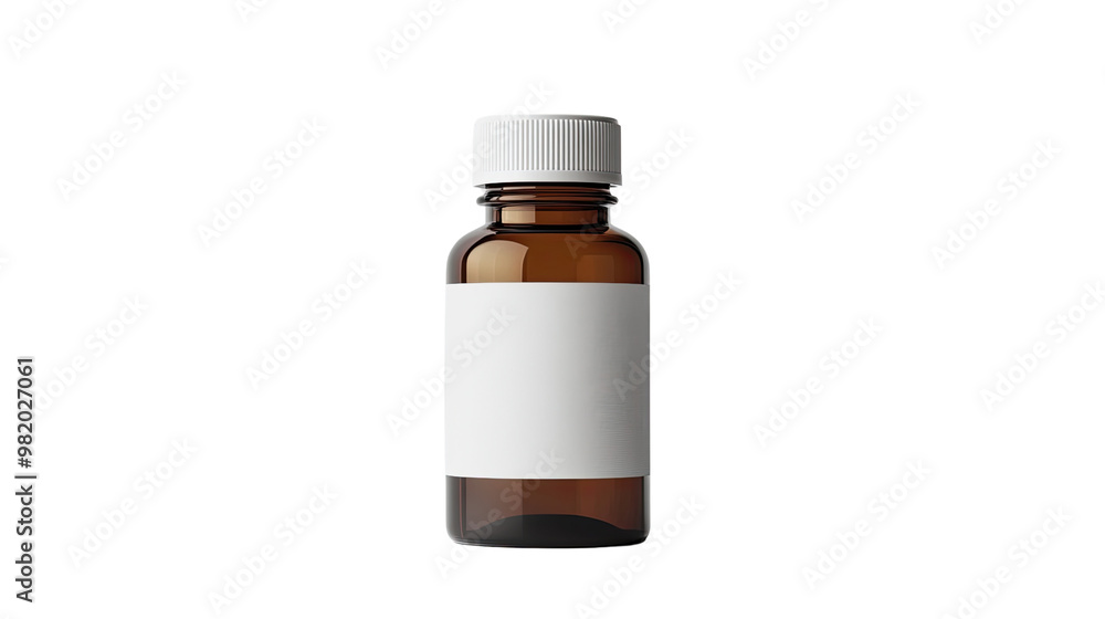Medicine bottle with blank label on a white transparent background Medicine bottle with blank label on a white transparent background