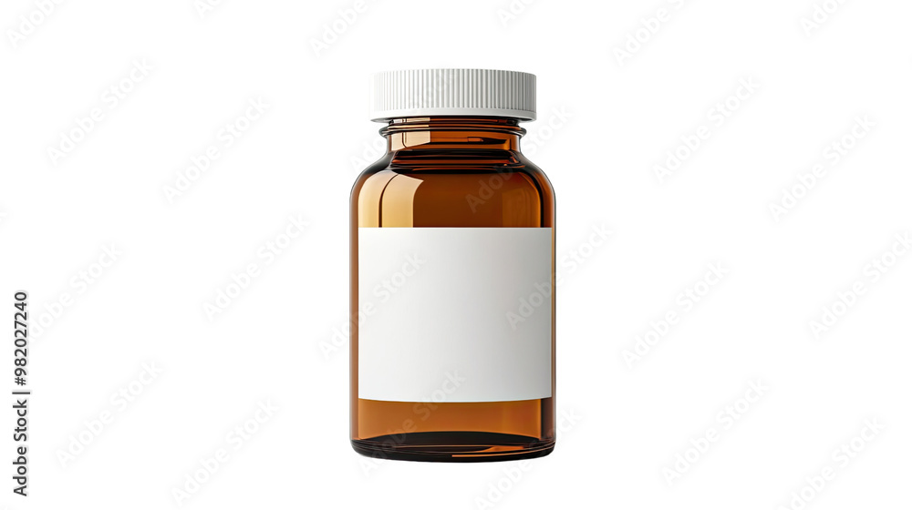 Medicine bottle with blank label on a white transparent background Medicine bottle with blank label on a white transparent background