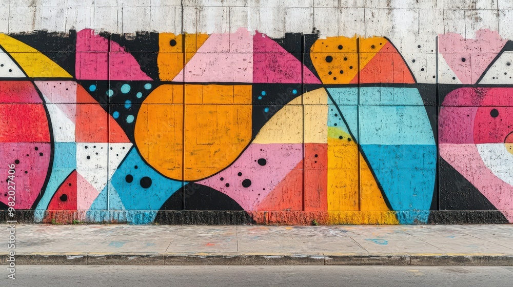 Vibrant street art mural turned into an advertisement, blending creative graffiti with branding elements Vibrant street art mural turned into an advertisement, blending creative graffiti with branding elements
