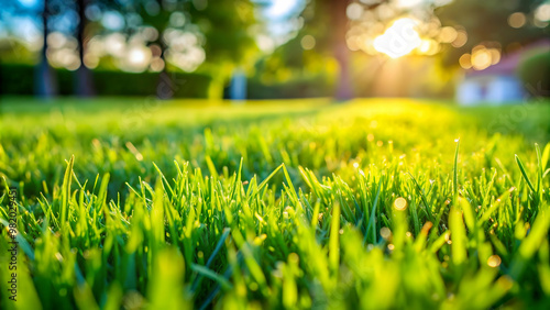 Lush green grass close up after lawn aeration, green grass, close up, lush, thick, lawn care, aerator, treated, growth, healthy