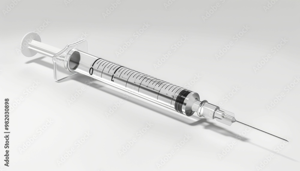 Disposable plastic syringe with a needle isolated on white background Disposable plastic syringe with a needle isolated on white background