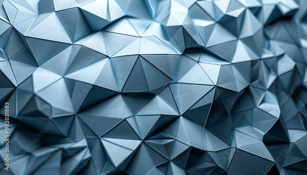 Blue polygonal geometric surface with reflective sheen Blue polygonal geometric surface with reflective sheen