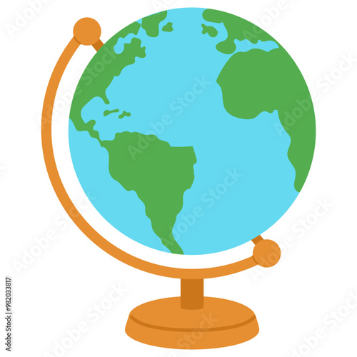 miniature globe model on wood stand illustration 