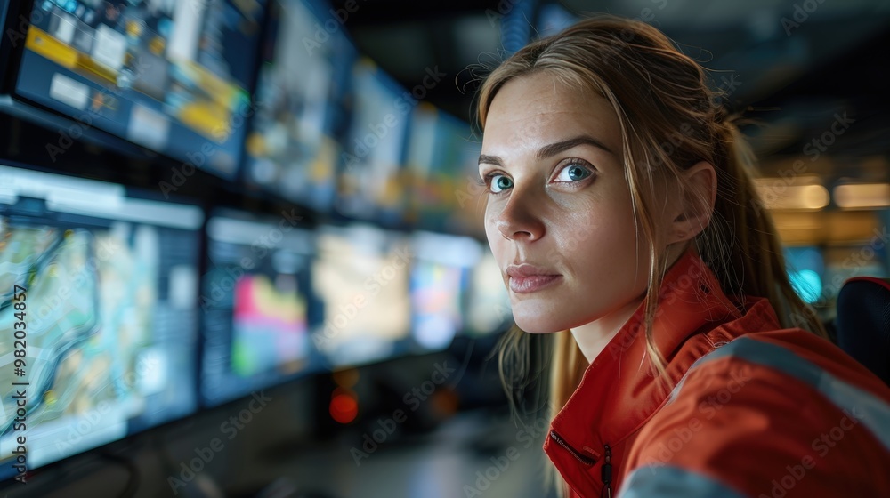custom made wallpaper toronto digitalLogistics Manager Monitoring Deliveries with Precision in a High-Tech Control Room Setting Surrounded by Multiple Screens