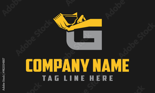  Letter G Bulldozer Arm Logo Design 