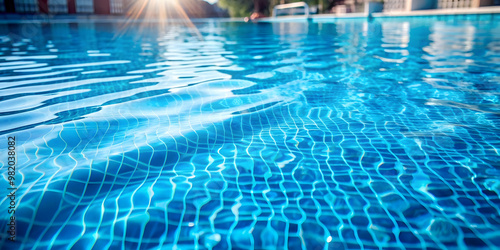 Up close view of the serene blue water in a swimming pool, pool, water, swimming, reflections, peaceful, relaxation, serene