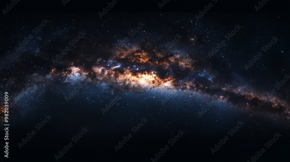 Fototapeta premium A panoramic view of the Milky Way galaxy, a band of stars and gas clouds stretching across the night sky.