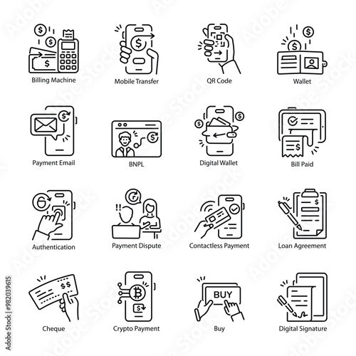Collection of Transaction Linear Style Icons 

