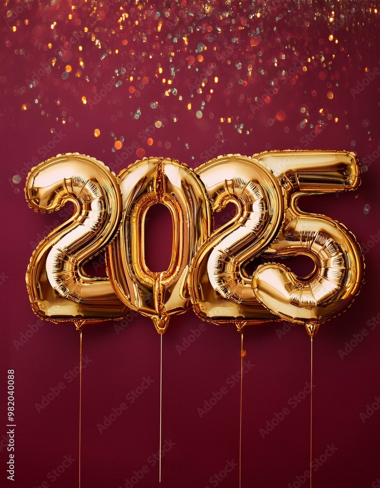 2025 with golden balloons